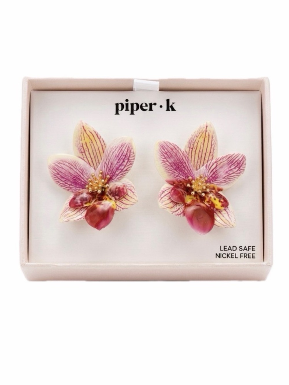 NWT ⚜️🌺⚜️ Piper K Gorgeous Orchid Flower Stud Earrings